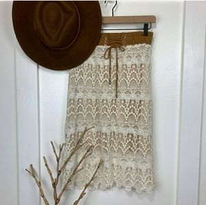 Lapis Anthropologie Boho Crochet Skirt